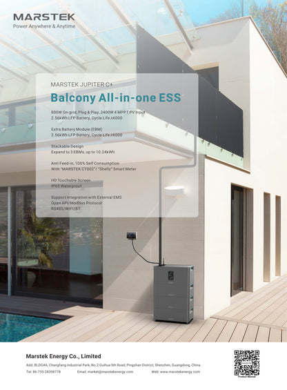 Marstek Jupiter C+ 2,56kWh Balkonkraftwerk Speicher 800W Plug & Play