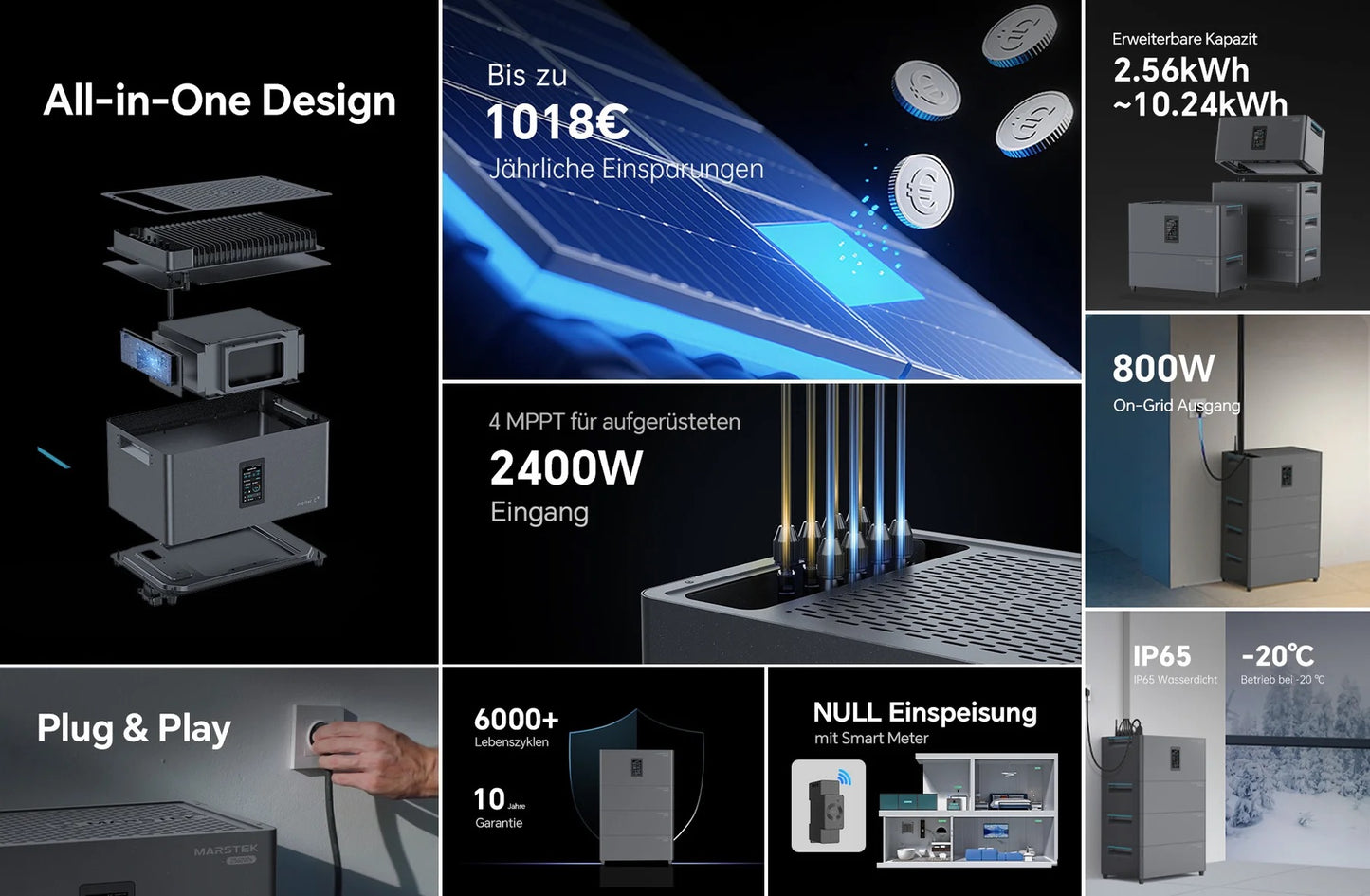 Marstek Jupiter C+ 2,56kWh Balkonkraftwerk Speicher 800W Plug & Play