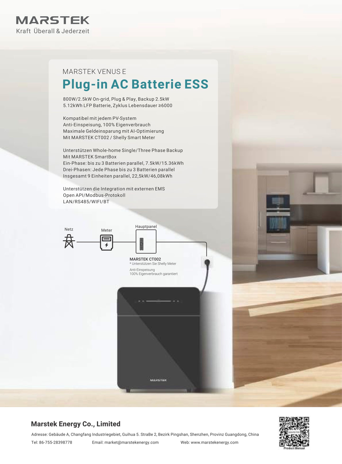 Marstek Venus E 3.0 Balkonkraftwerk Speicher 5,12 kWh Plug & Play