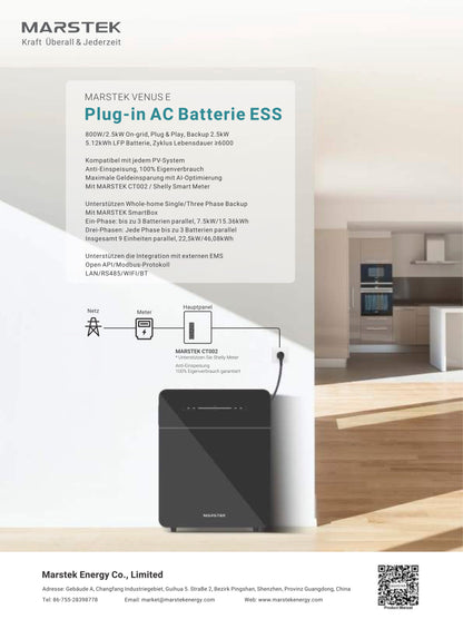 Marstek Venus E 3.0 Balkonkraftwerk Speicher 5,12 kWh Plug & Play