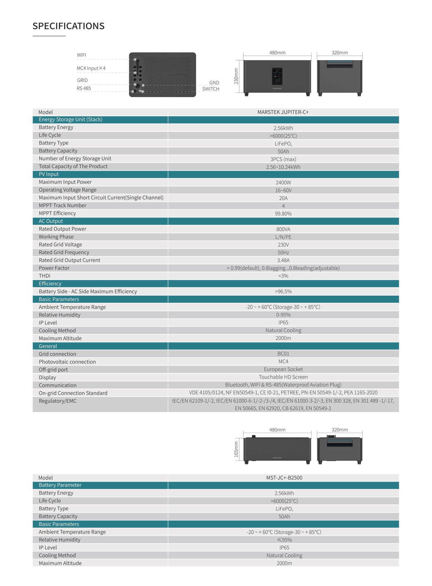 Marstek Jupiter C+ 2,56kWh Balkonkraftwerk Speicher 800W Plug & Play