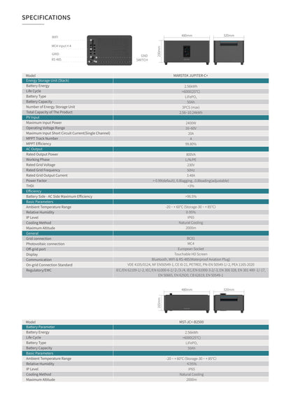 Marstek Jupiter C+ 2,56kWh Balkonkraftwerk Speicher 800W Plug & Play