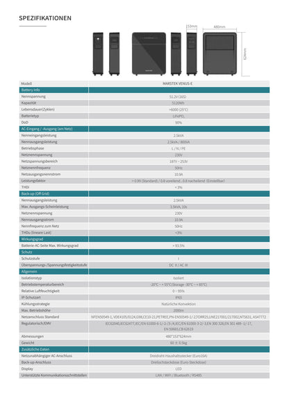 Marstek Venus E 3.0 Balkonkraftwerk Speicher 5,12 kWh Plug & Play