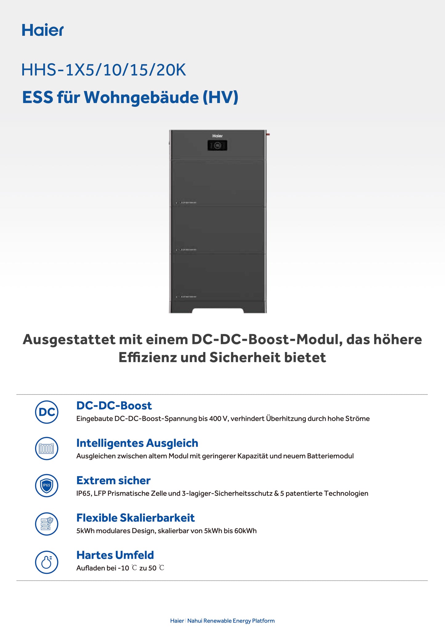 Haier HHS 5kWh Batteriespeicher Hochvolt PV Speicher LiFePO4 Solar 400V