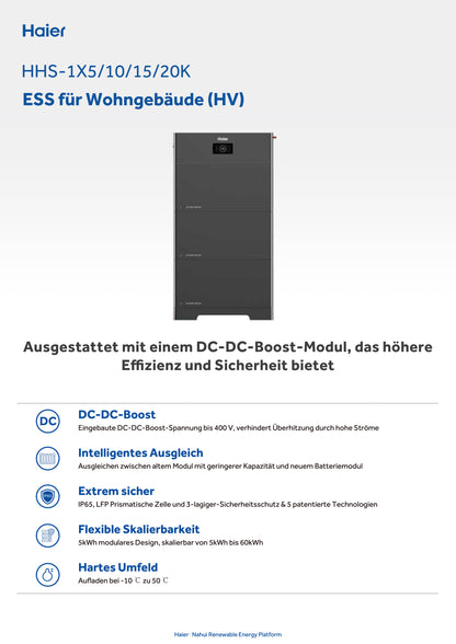 Haier HHS 5kWh Batteriespeicher Hochvolt PV Speicher LiFePO4 Solar 400V
