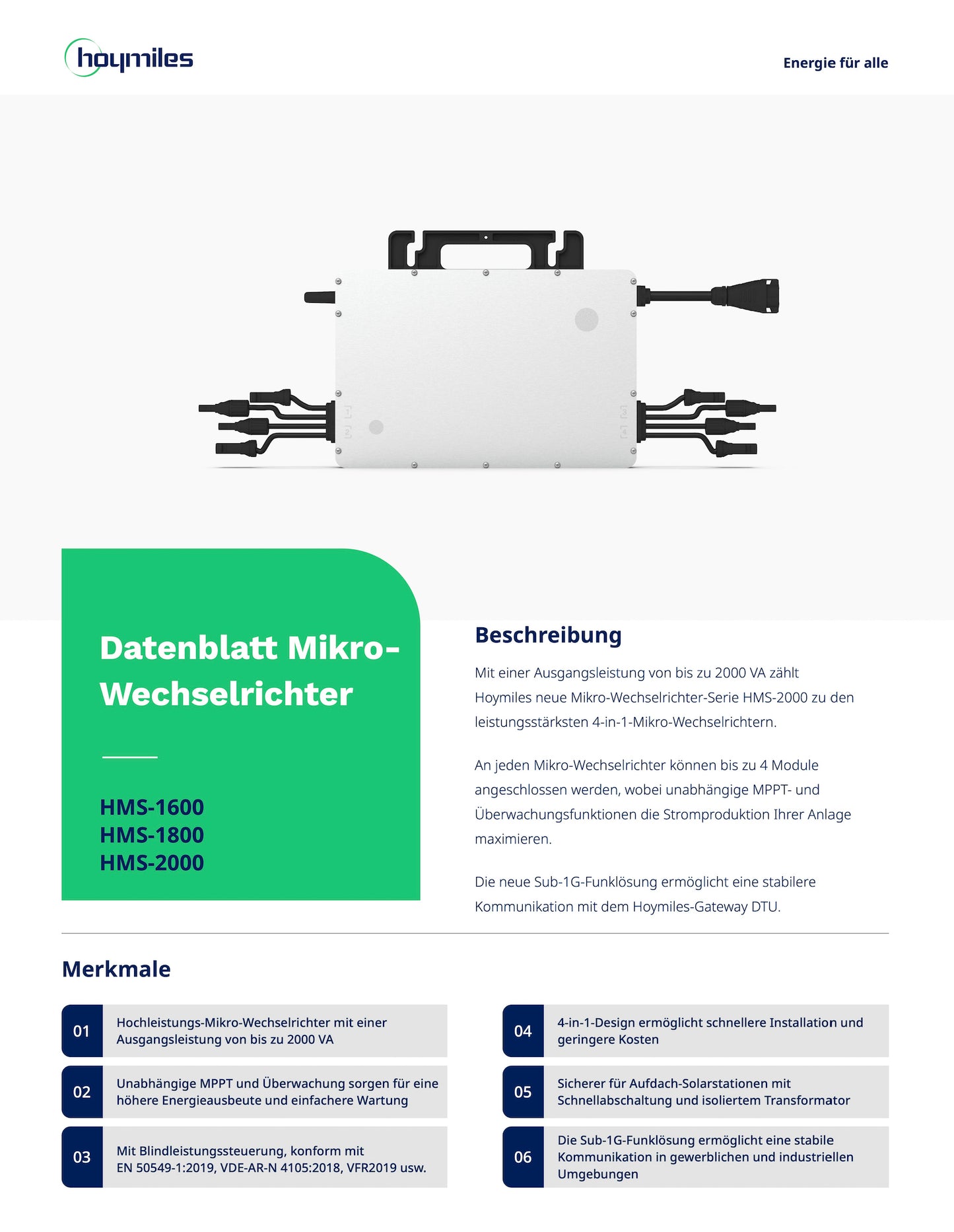 Hoymiles HMS-2000-4T Mikro-Wechselrichter 2000W