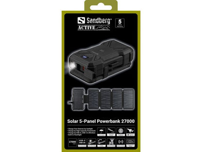 Sandberg Solar 5-Panel Powerbank 27000 mAh – Outdoor & Camping