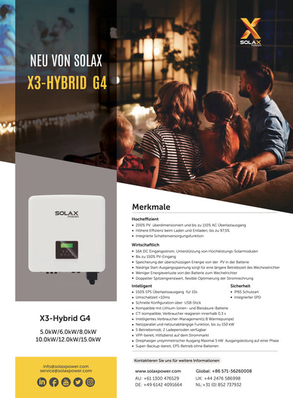 SolaX X3 Hybrid G4 Dreiphasiger Hybridwechselrichter 8kW Solar PV