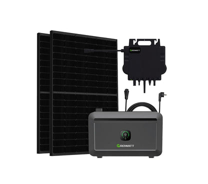900W Solar Balkonkraftwerk Bifazial, Growatt NEO 800M-X, Growatt NOAH2000 Speicher