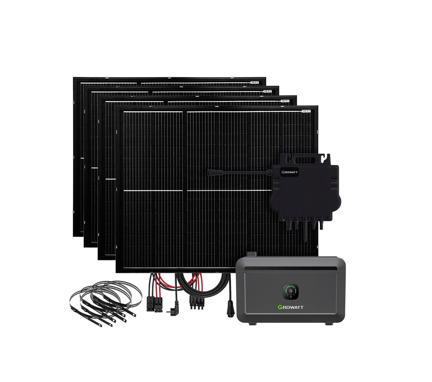 800W Balkonkraftwerk mit extra leichten Modulen, Growatt Speicher, Balkongeländer-Halterung