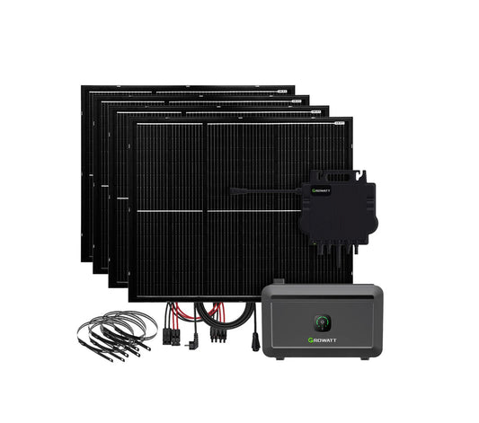 800W Balkonkraftwerk mit extra leichten Modulen, Growatt Speicher, Balkongeländer-Halterung